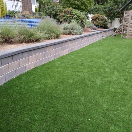retaining wall and synthetic turf